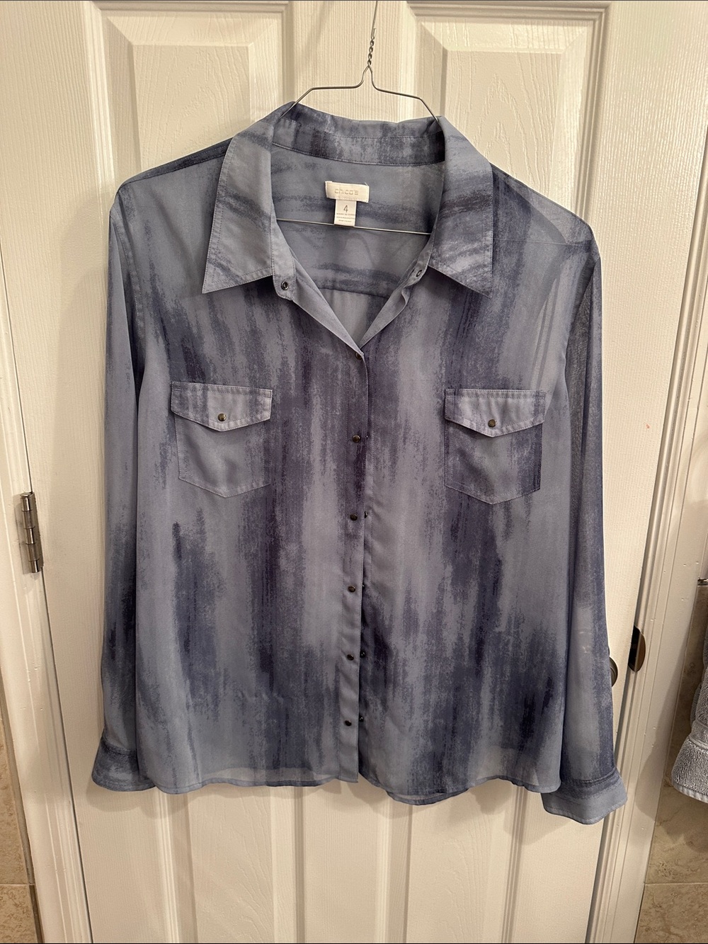 Chico's Blue Gray Ombre Button-Front Blouse